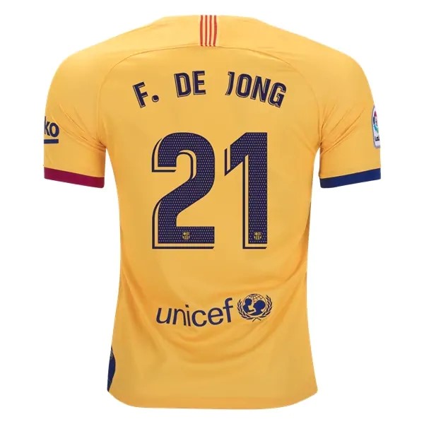 Camiseta Barcelona NO.21 De Jong Segunda equipación 2019-2020 Amarillo